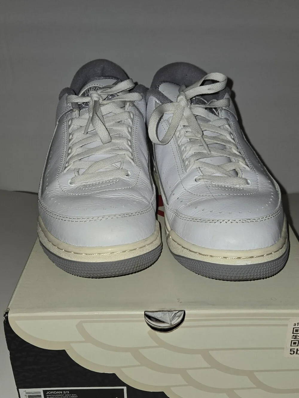 Air Jordan 2/3 White Cement Sneakers in White and Gray